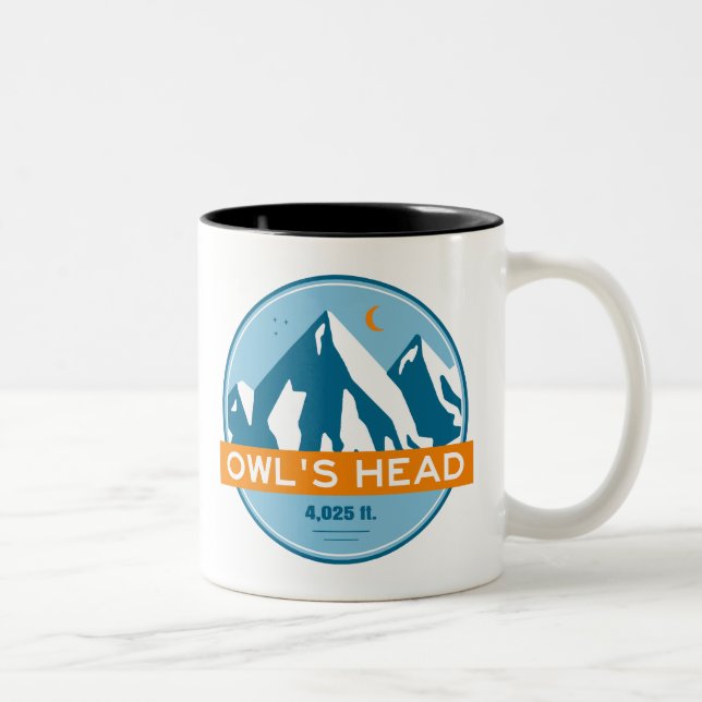 Owl's Head New Hampshire Stars Moon Zweifarbige Tasse (Rechts)