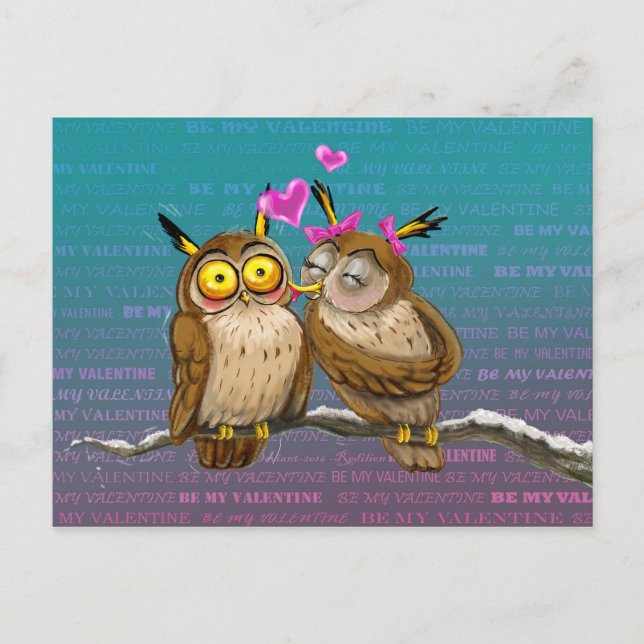 Owls Kiss Postkarte (Vorderseite)