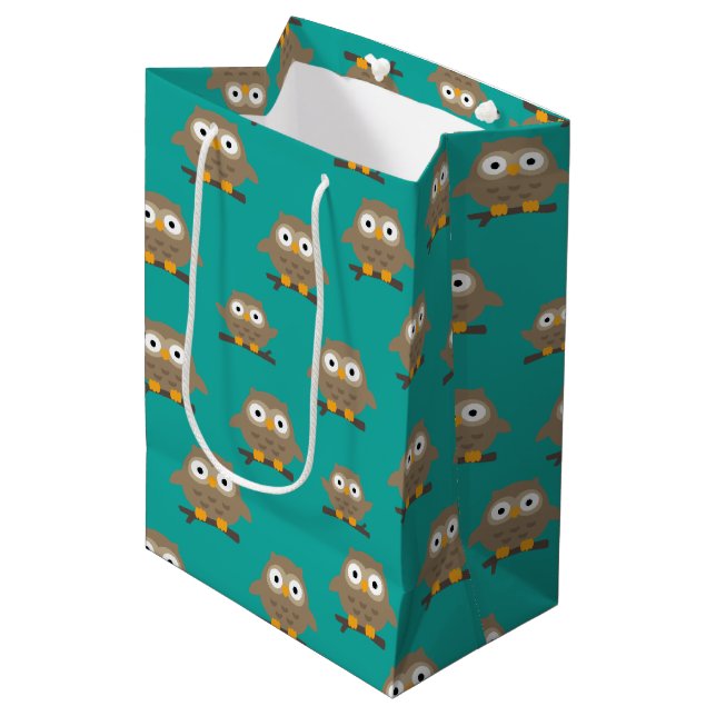 Owls Medium Geschenktasche Mittlere Geschenktüte (Vorderseite Schrägansicht)