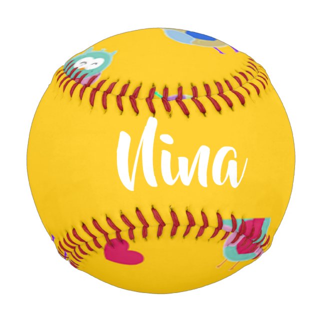 Owls mit Herzen auf Orange Baseball (Vorderseite)