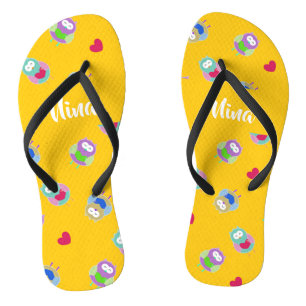 Owls mit Herzen auf Orange Flip Flops