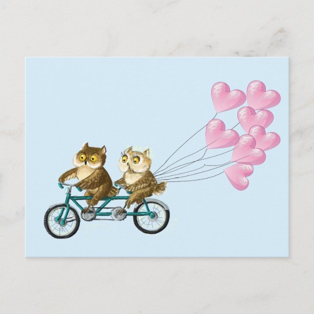 Owls mit Herzen Postkarte (Vorderseite)