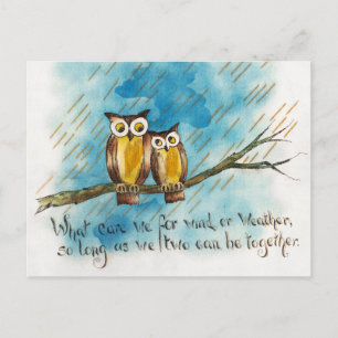 Owls Rainy Storm Regen Wetter Blue Wind Gedicht Postkarte