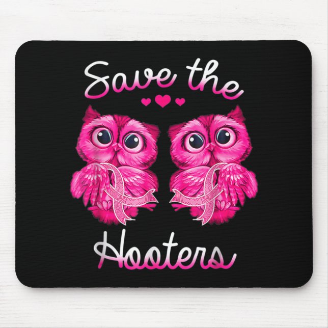 Owls Rettete ein Hooters Pink Ribbon Brustkrebs Ge Mousepad (Vorne)