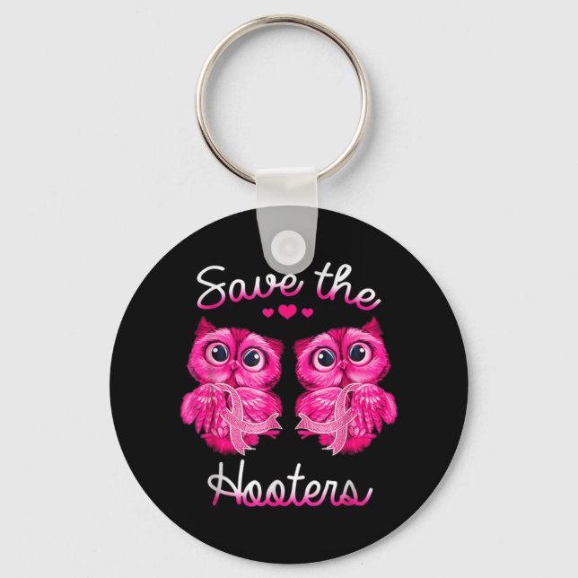 Owls Rettete ein Hooters Pink Ribbon Brustkrebs Ge Schlüsselanhänger (Vorderseite)