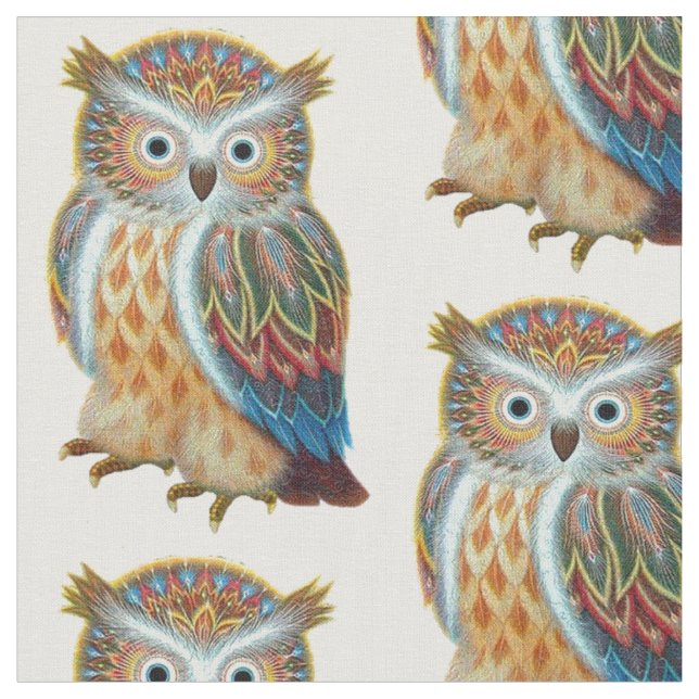 Owls - Schönes realistisches Owl Muster Stoff (Nahaufnahme)