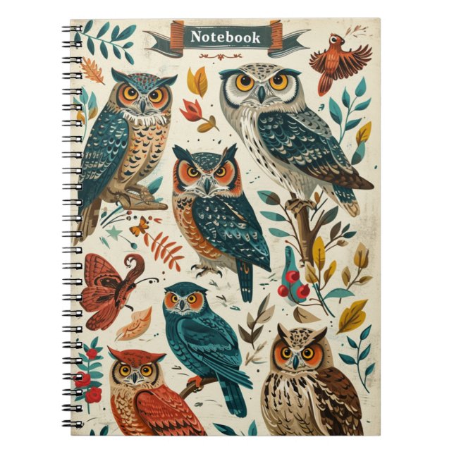 Owls Vintag Notizblock (Vorderseite)