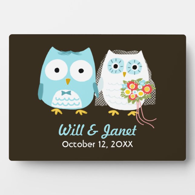 Owls Wedding - Braut und Bräutigam mit eigenem Tex Fotoplatte (Vorderseite)