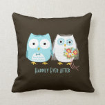 Owls Wedding - Braut und Raum mit eigenem Text Kissen<br><div class="desc"></div>
