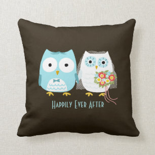 Owls Wedding - Braut und Raum mit eigenem Text Kissen