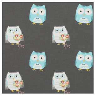 Owls Wedding Briand Groom Niedlich Gemustert Stoff