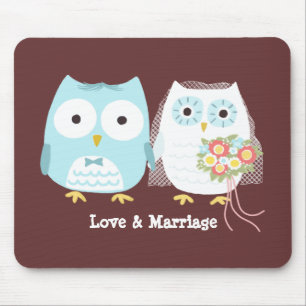 Owls Wedding Briand Groom Niedliche Newlyweds Mousepad