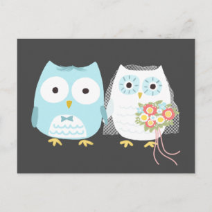 Owls Wedding Briand Groom Niedlichen Paar Postkarte