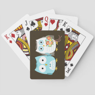Owls Wedding - Cute Bride and Groom Spielkarten