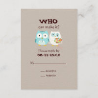 Owls Wedding RSVP - Niedlich Bridge and Groom