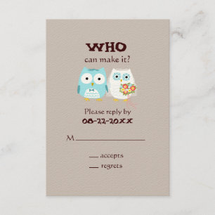 Owls Wedding RSVP - Niedlich Bridge and Groom Karte