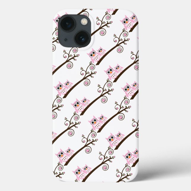 Owls, weiß und rosa Case-Mate iPhone hülle (Rückseite)