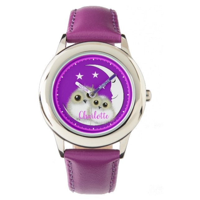 Owls Whimsical Niedlich Personalisiert Armbanduhr (Vorderseite)