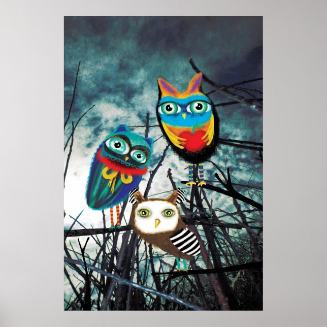 Owls Woodland Poster (Vorne)