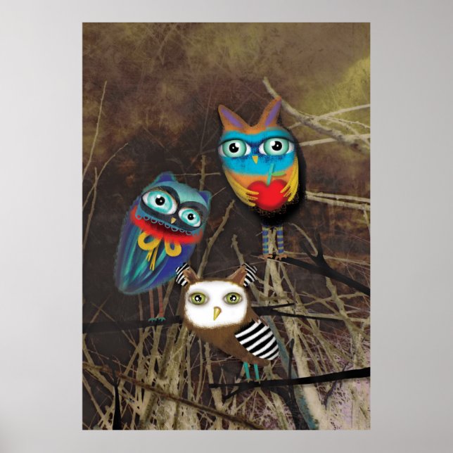 Owls Woodland Poster (Vorne)