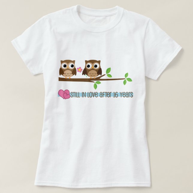 Owls zum 16. Hochzeitstag T-Shirt (Design vorne)