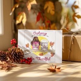 Owlways sind dankbar Pilgrill Owls Erntedank Feiertagskarte