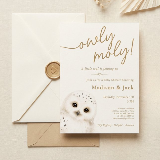 Owly Moly Baby Shower Einladung (Owly Moly Baby Shower Invitation)