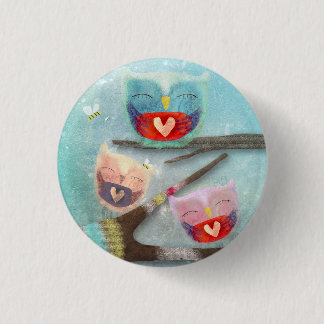 Owly Owls Niedlich Lächeln Button