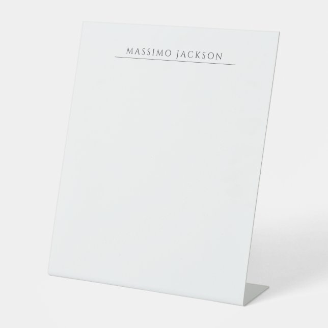 Own Name Calligraphy Chic Plain Simple Black White Sockelschild (Vorderseite)