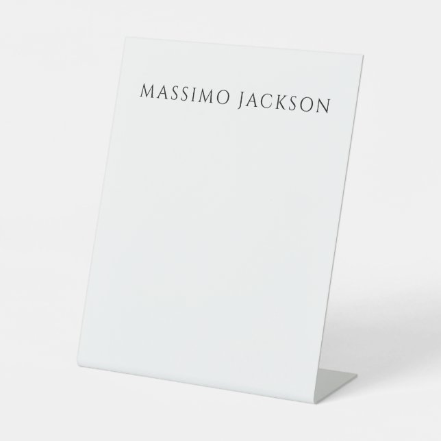 Own Name Calligraphy Chic Plain Simple Black White Sockelschild (Vorderseite)