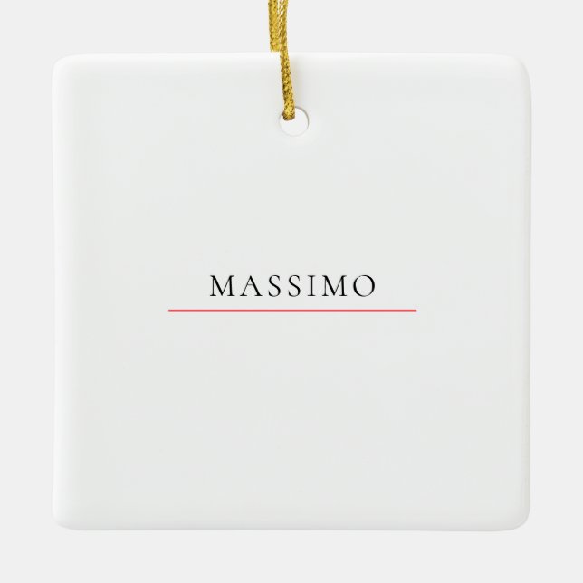 Own Name Decorative Chic Plain Simple Black White Keramikornament (Vorderseite)