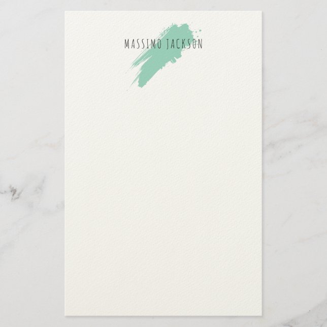 Own Name Decorative Chic Plain Simple Blue White Briefpapier (Vorderseite)