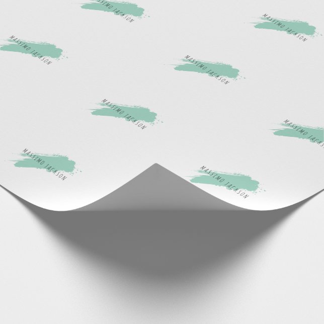 Own Name Decorative Chic Plain Simple Blue White Geschenkpapier (Ecke)