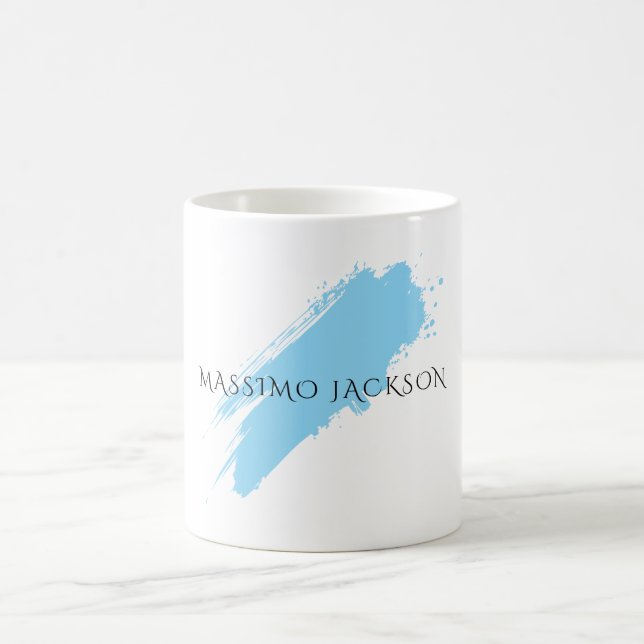 Own Name Decorative Chic Plain Simple Blue White Kaffeetasse (Mittel)