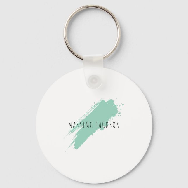 Own Name Decorative Chic Plain Simple Blue White Schlüsselanhänger (Vorderseite)