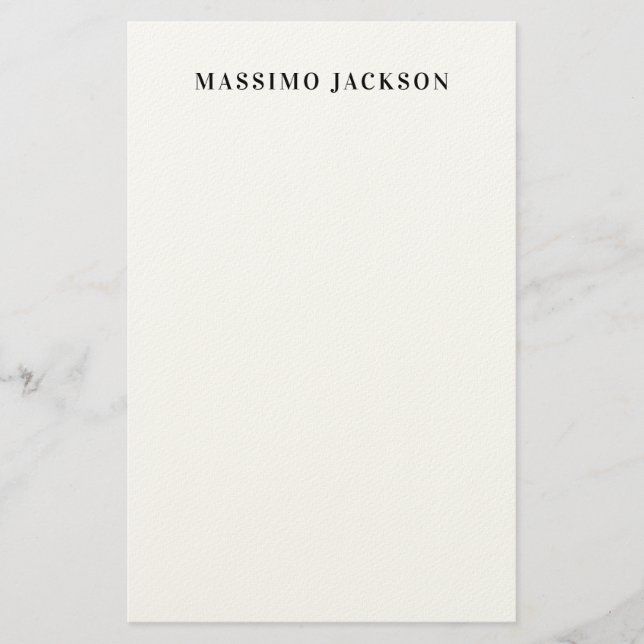 Own Name Decorative Minimalist Plain Black White Briefpapier (Vorderseite)