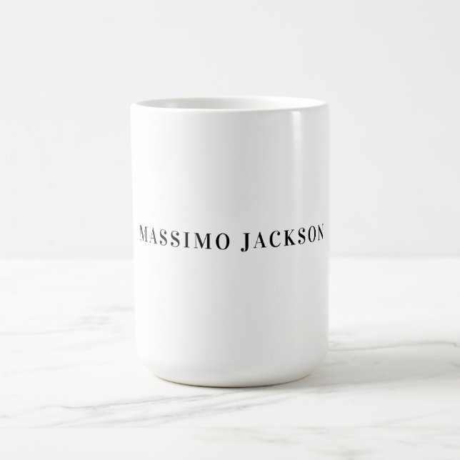 Own Name Decorative Minimalist Plain Black White Kaffeetasse (Mittel)