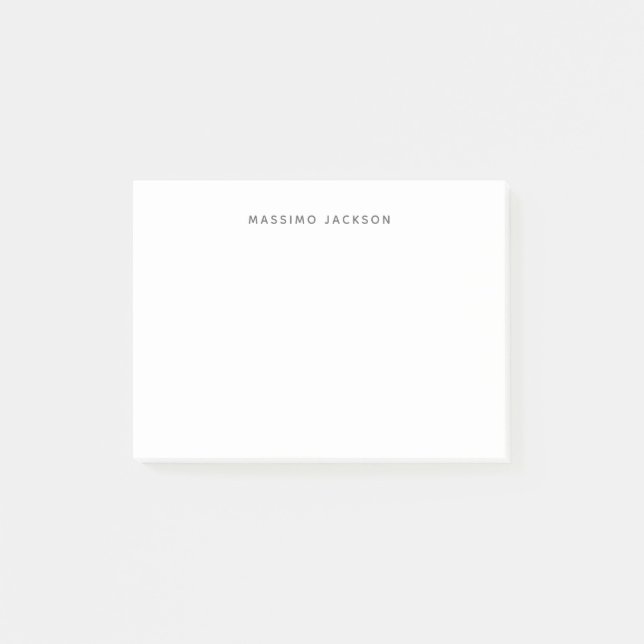 Own Name Minimalist Modern Plain Black White Post-it Klebezettel (Vorderseite)