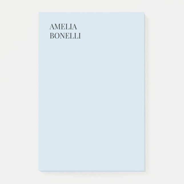 Own Name Modern Minimalist Professional Plain Blue Post-it Klebezettel (Vorderseite)