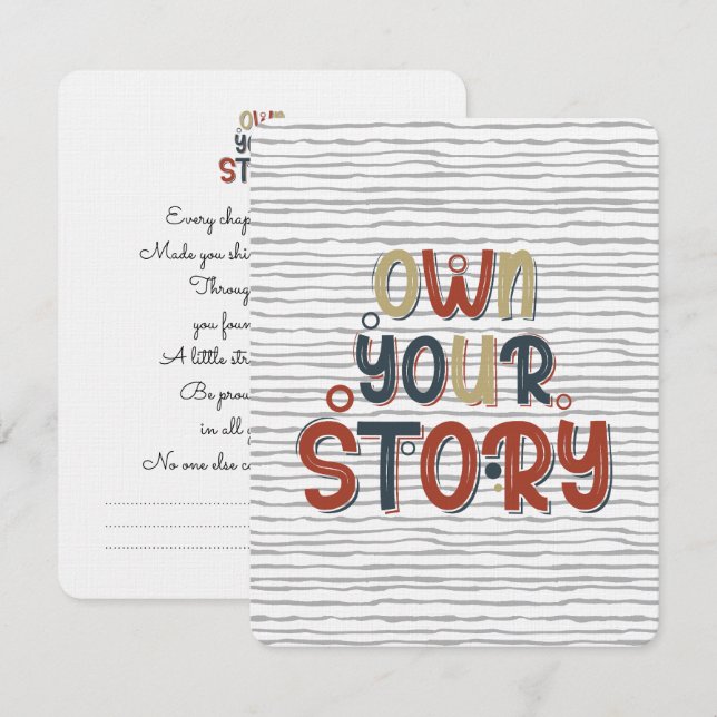 Own Your Story – Inspirational Typography Design Mitteilungskarte (Vorne/Hinten)