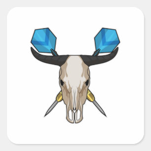 Ox bei Darts mit Dart Quadratischer Aufkleber