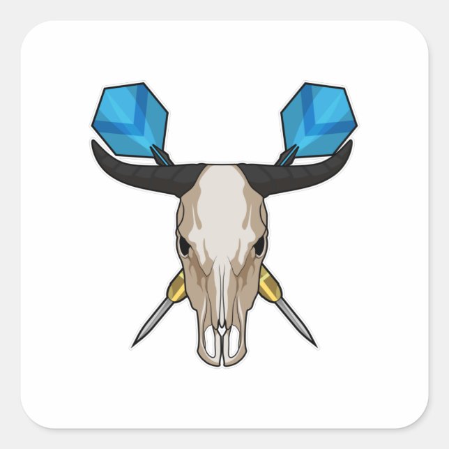 Ox bei Darts mit Dart Quadratischer Aufkleber (Vorderseite)