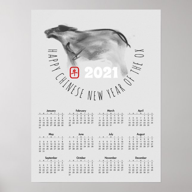 OX Chinesisches Neujahr 2021 - Kalender P Poster (Vorne)