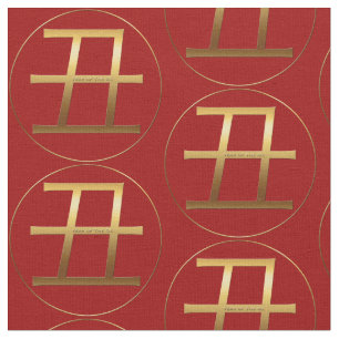 Ox Jahr Gold Prägung Symbol Zodiac Fabric Stoff
