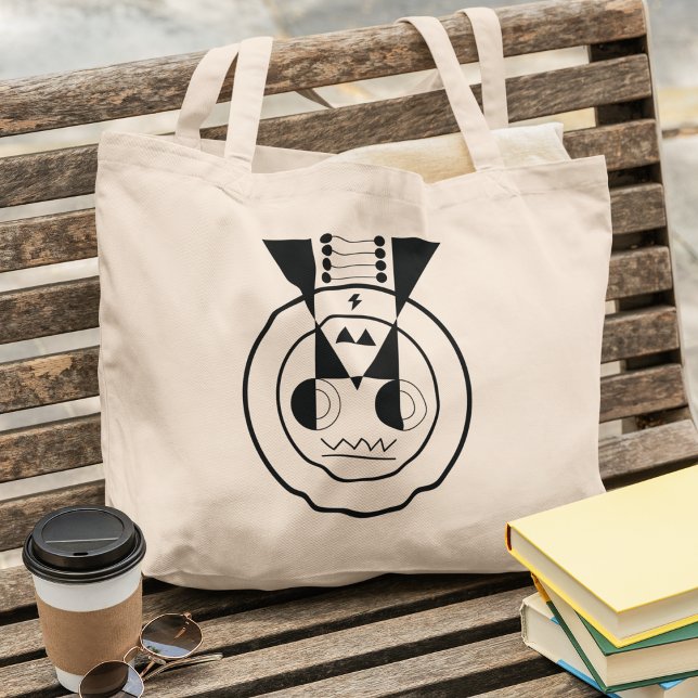 Ox Zodiac Leinwand - Ushi Animal Geometrie Design Jumbo Stoffbeutel (Rooted in calm - your zodiac tote, paired with books and a warm brew.)
