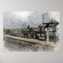 Oxenhope Station Heritage Railway Aquarell