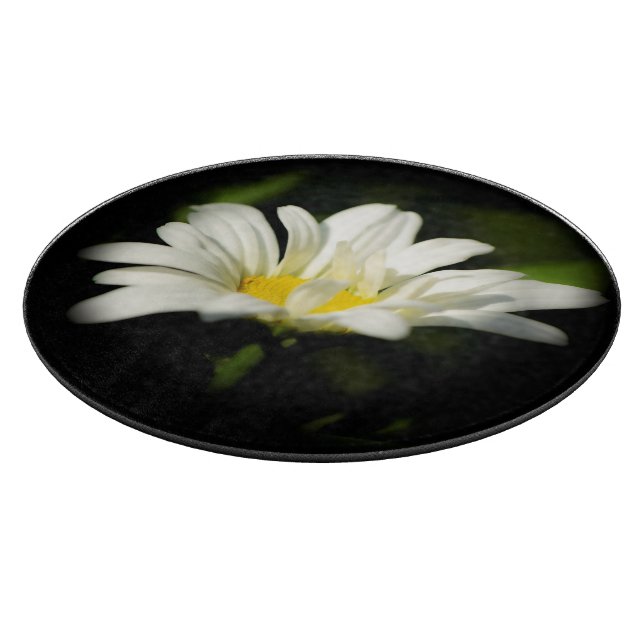 Oxeye Daisy Round Glass Cutting Board Schneidebrett (Ecke)