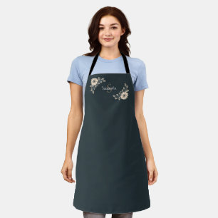 Oxford Blau Gold Monogram Elegante Blumen Schürze