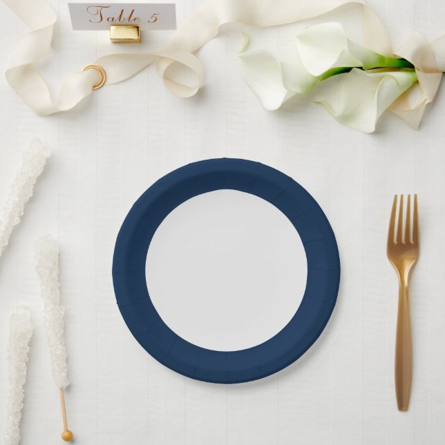 Oxford Blue Rim Custom Paper Plate Pappteller (Hochzeit)