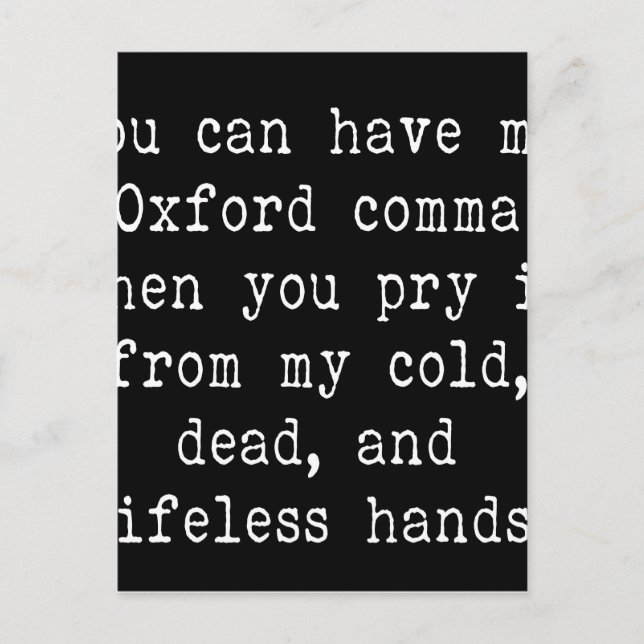 Oxford Comma Postkarte (Vorderseite)